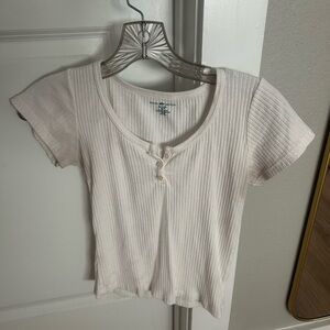 Brandy Melville Cream Ribbed Top